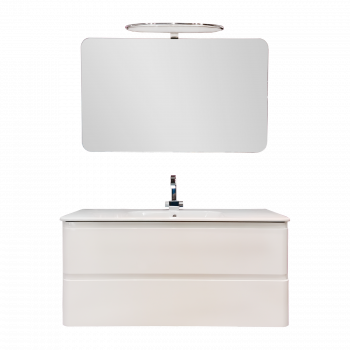 Solitaire 7010 белый глянец Композиция 1210 с зеркалом с подсветкой, раковина керамическая